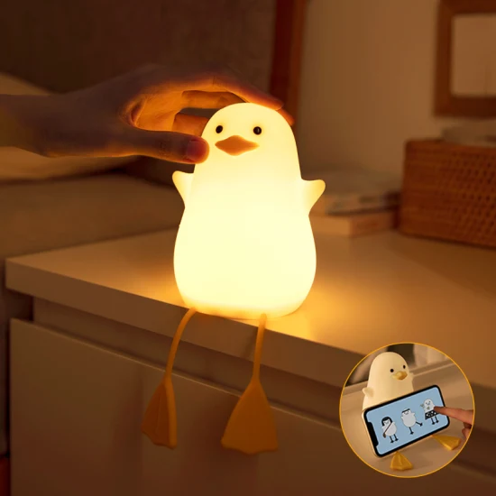 Lovely Duck Silikon-Licht für Kinderzimmer, LED-Lampe, wiederaufladbar, Touch-Licht, Silikon-Nachtlicht